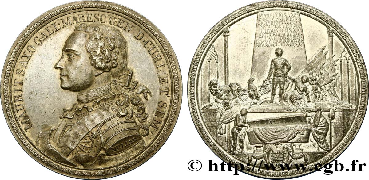 LOUIS XV THE BELOVED Médaille du mausolée du Maréchal Maurice de Saxe AU