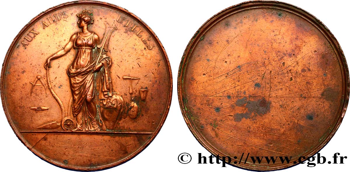 LOUIS XVIII Médaille uniface Aux arts utiles TTB
