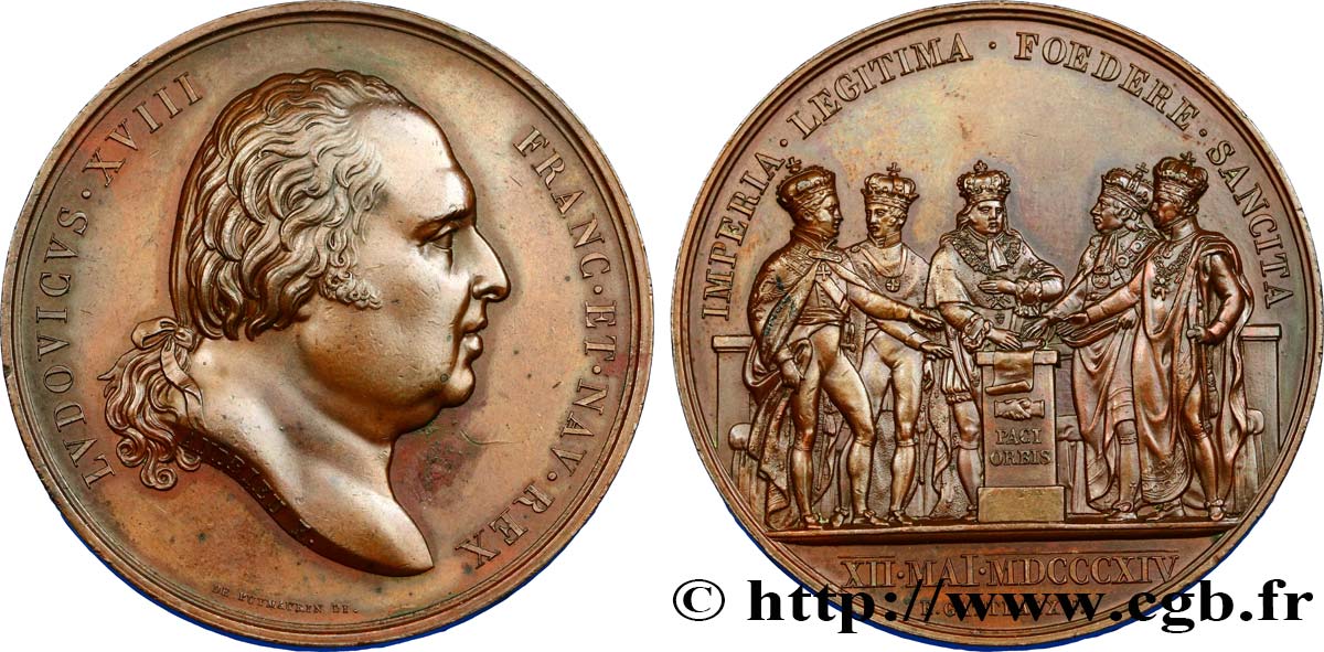 LOUIS XVIII Médaille de la Paix du Traité de Paris SUP