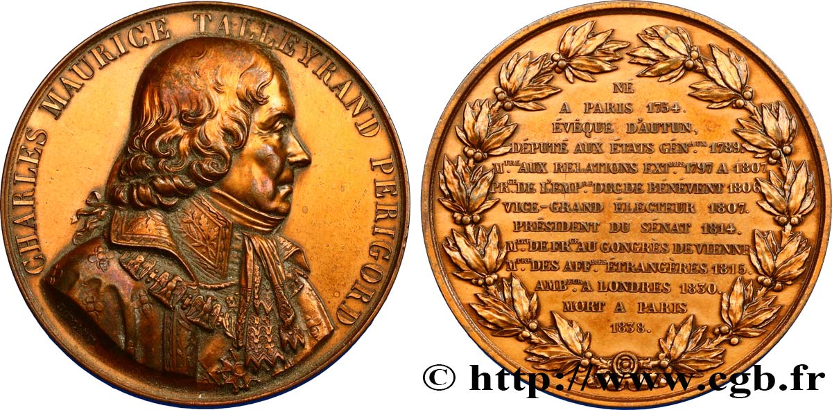 GESCHICHTE FRANKREICHS Médaille, Charles-Maurice de Talleyrand-Périgord fVZ