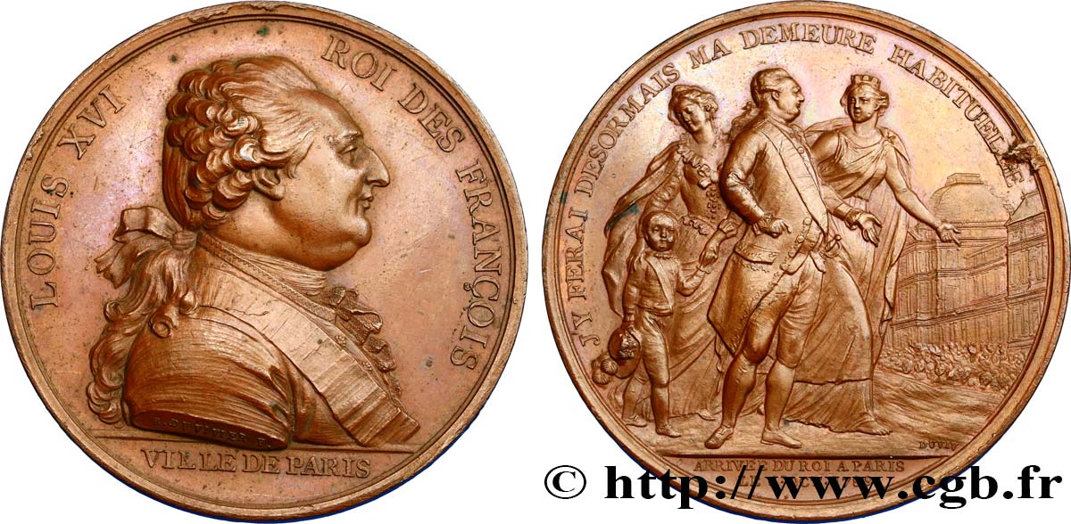 LOUIS XVI Médaille de l’arrivée du roi à Paris AU