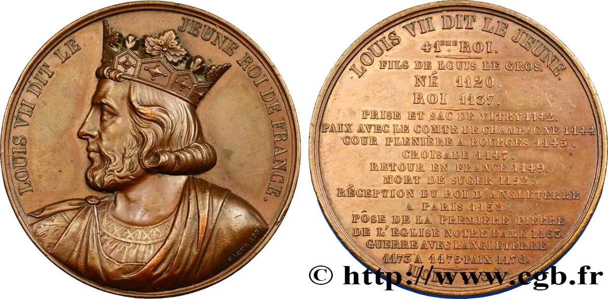 LUIGI FILIPPO I Médaille du roi Louis VII le Jeune SPL