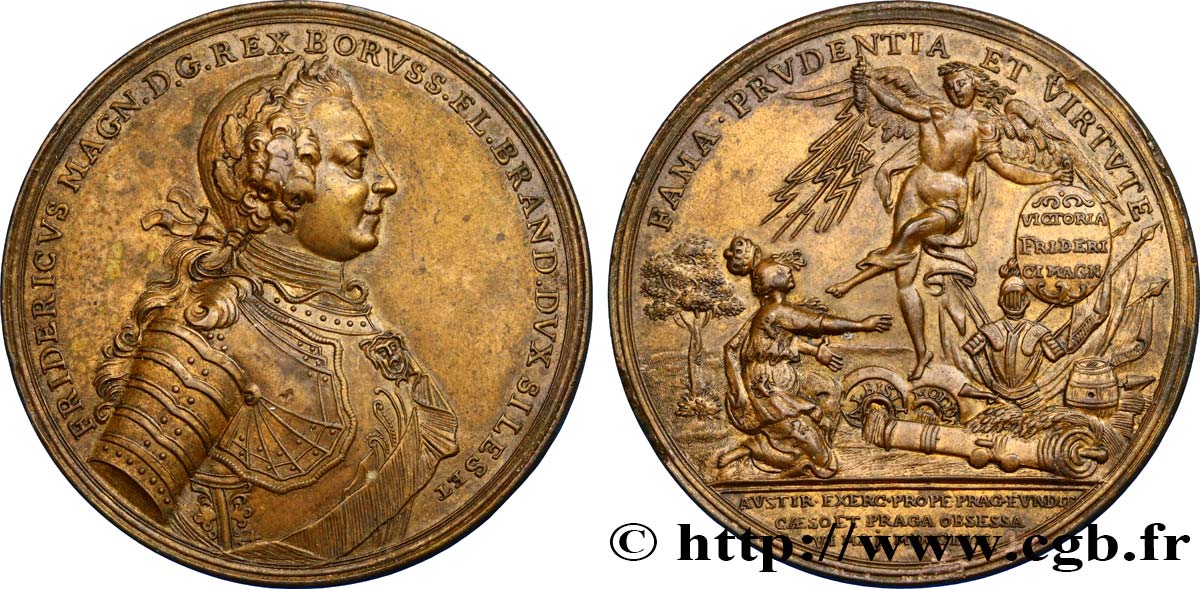 ALLEMAGNE - ROYAUME DE PRUSSE - FRÉDÉRIC II LE GRAND Médaille de la bataille de Prague MBC+