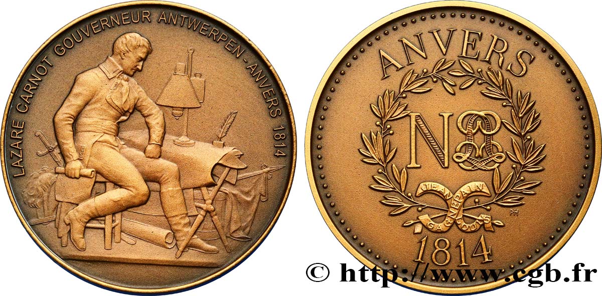 NAPOLEON S EMPIRE Médaille, Bicentenaire du siège d’Anvers, Lazare Carnot, gouverneur d’Anvers AU