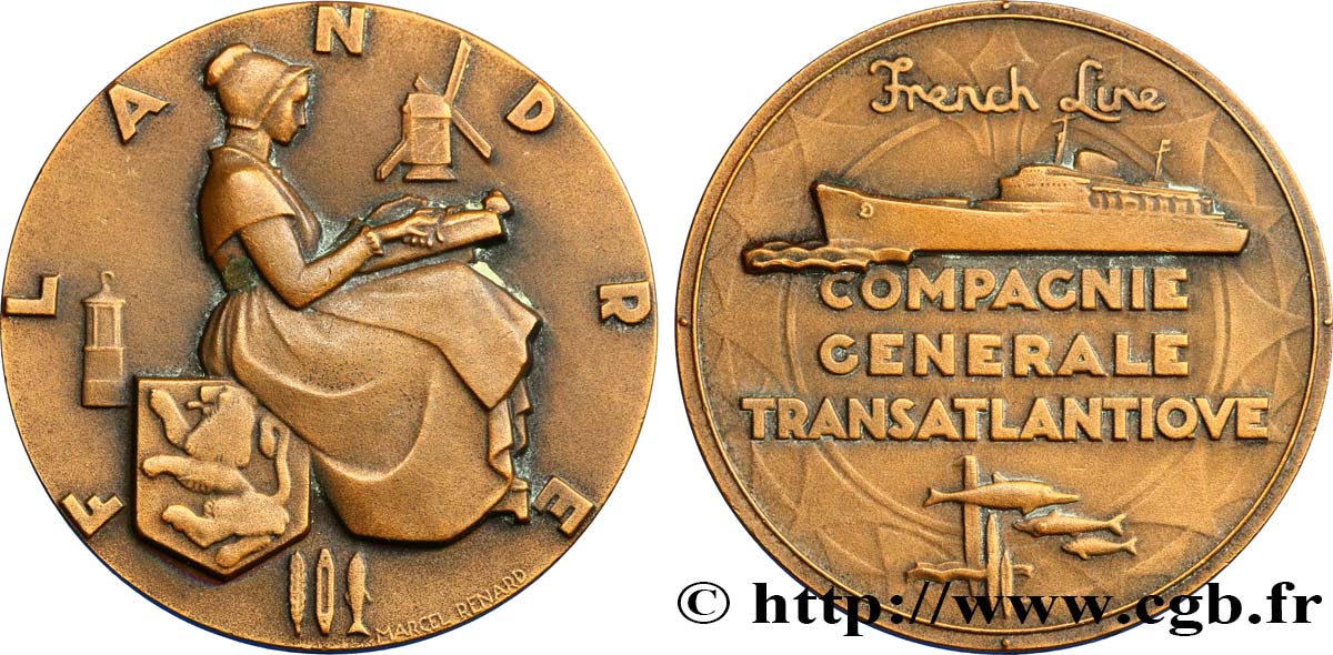 TERCERA REPUBLICA FRANCESA Médaille du Paquebot Flandre MBC+