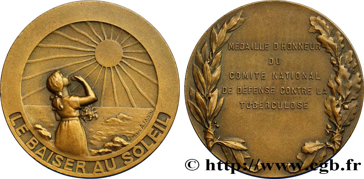 III REPUBLIC Médaille Le baiser au Soleil AU