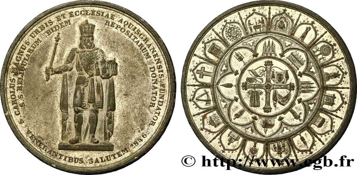 ALLEMAGNE - AACHEN - IMPERIAL CITY Médaille de Charlemagne, pour Aix-la-Chapelle AU/AU