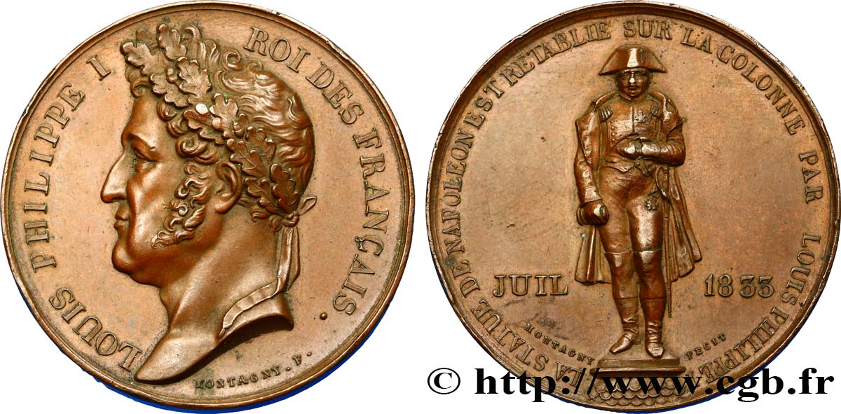 LOUIS-PHILIPPE Ier Médaille, Rétablissement de la statue de Napoléon Ier TTB+
