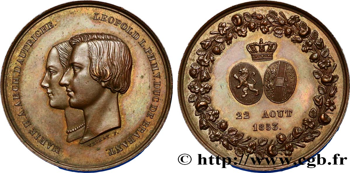 BELGIO Médaille de mariage de Léoplod II q.SPL