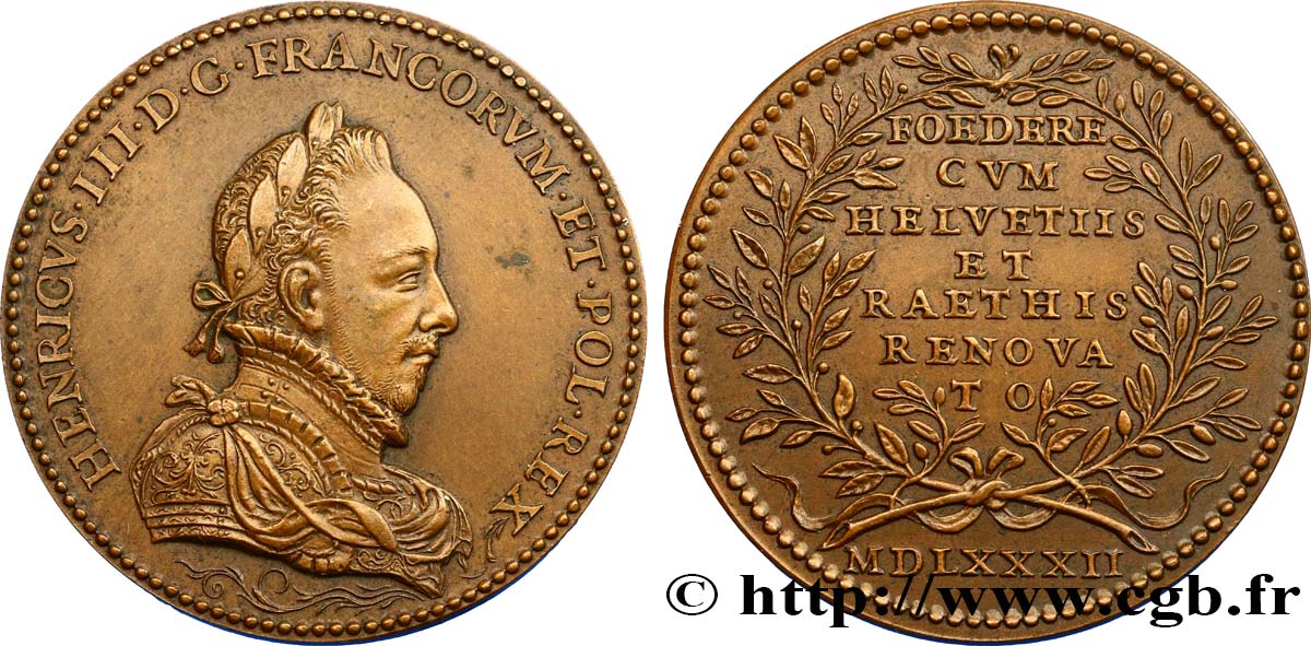HENRY III Médaille d’Henri III pour le renouvellement du traité de Soleure VZ