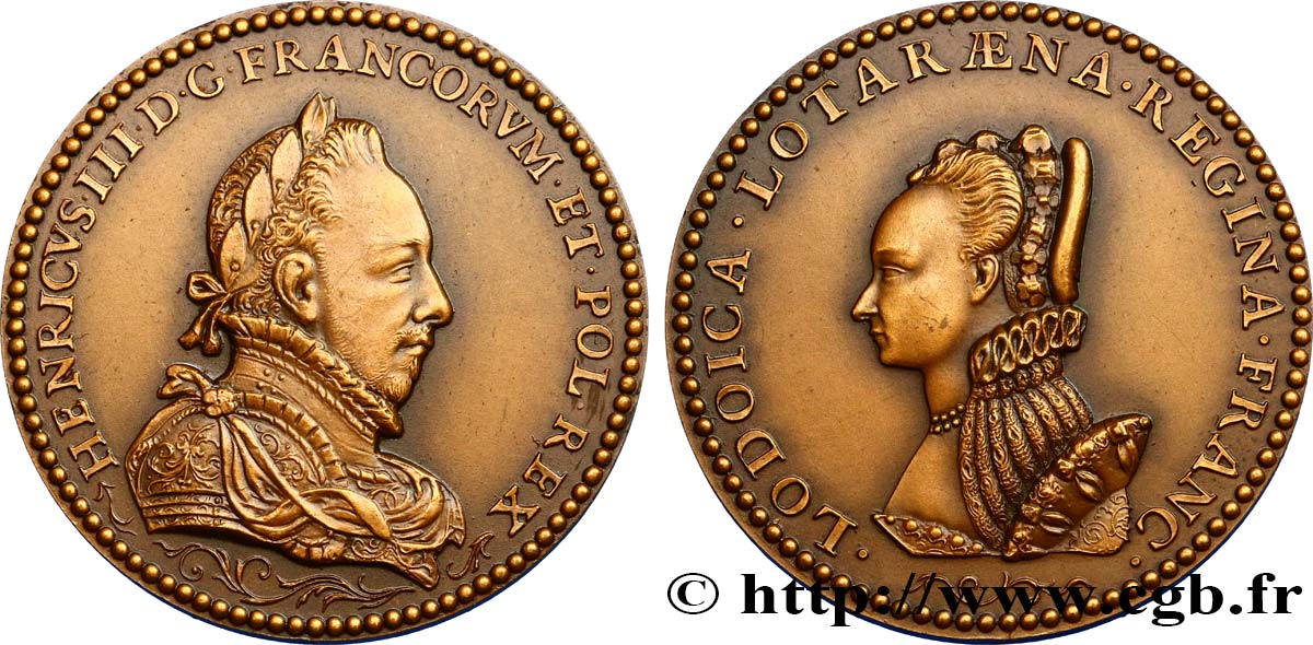 HENRY III Médaille d’Henri III et Louise de Lorraine SPL