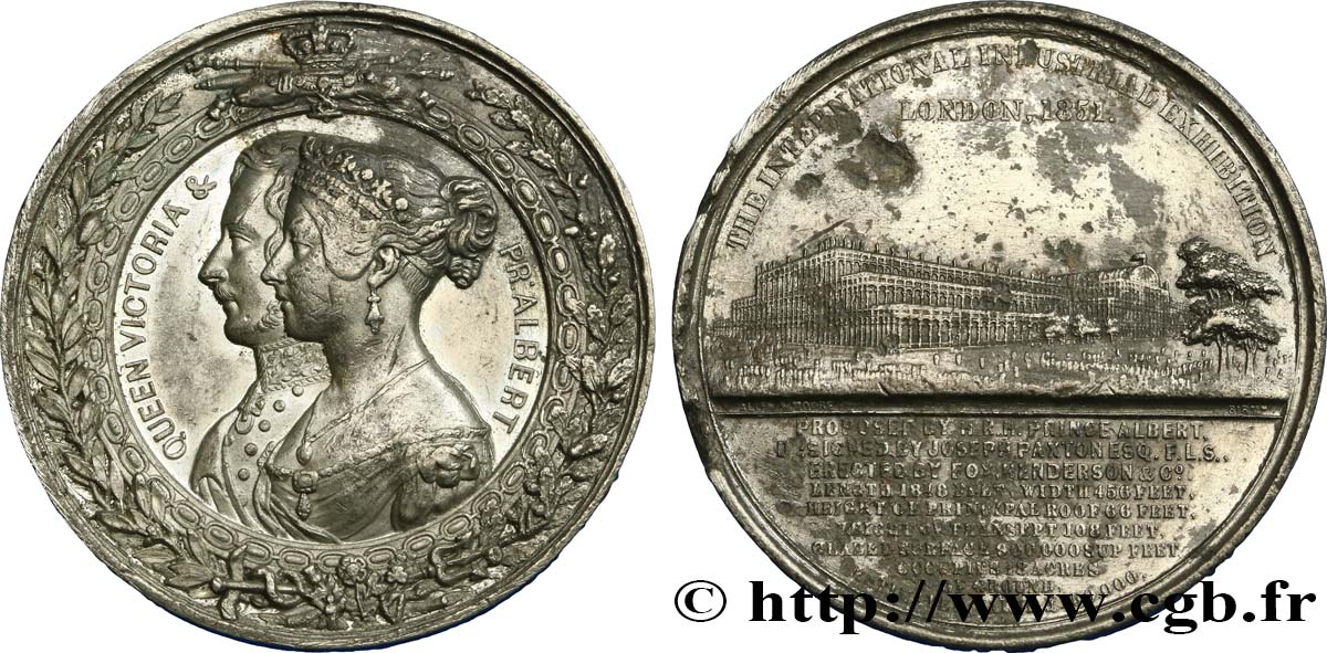 GREAT BRITAIN - VICTORIA Médaille du Crystal Palace - Couple royal XF
