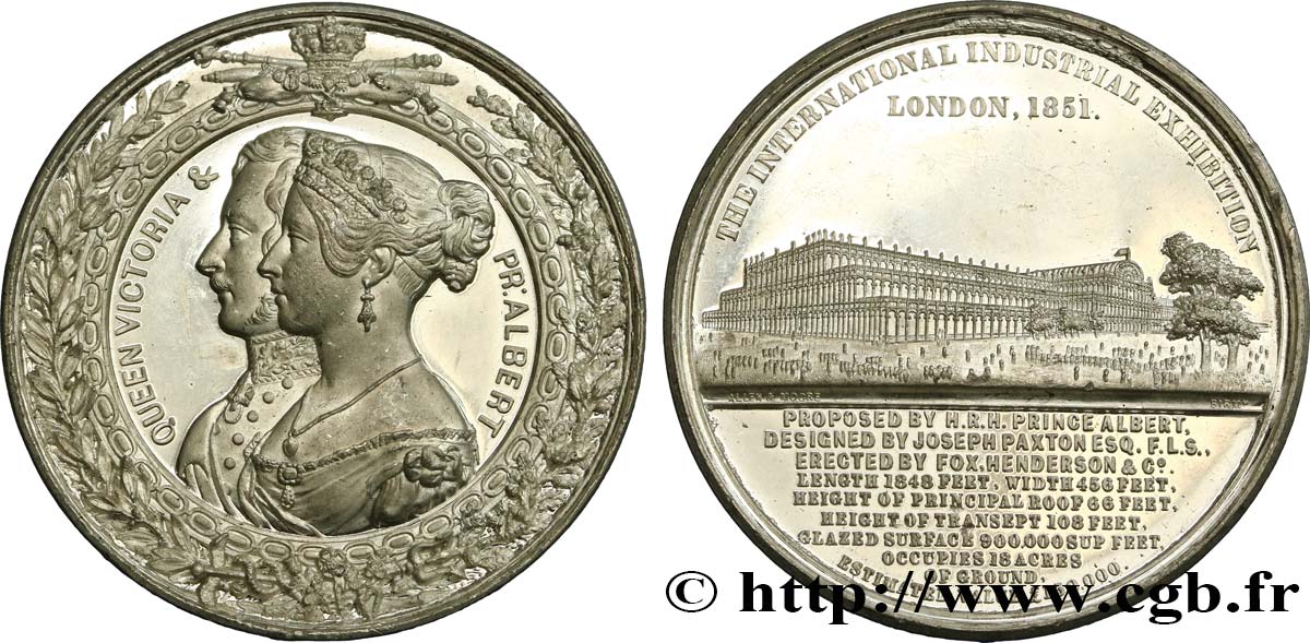 GRAN BRETAGNA - VICTORIA Médaille du Crystal Palace - Couple royal MS