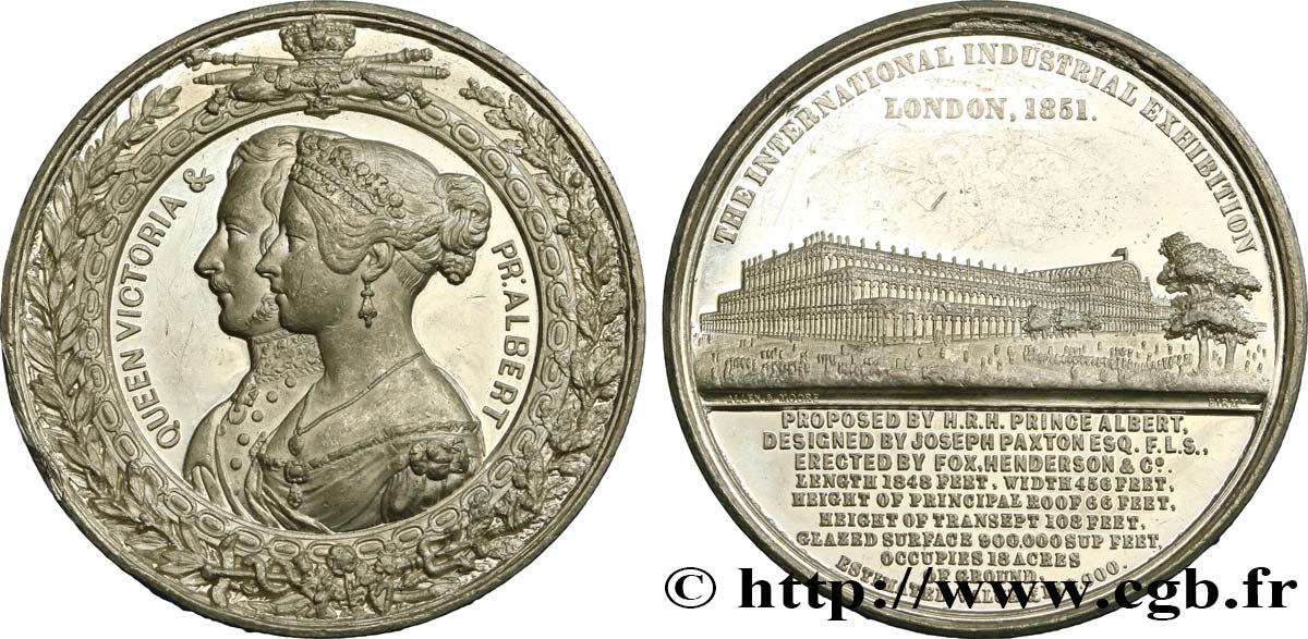 GRAN BRETAGNA - VICTORIA Médaille du Crystal Palace - Couple royal MS