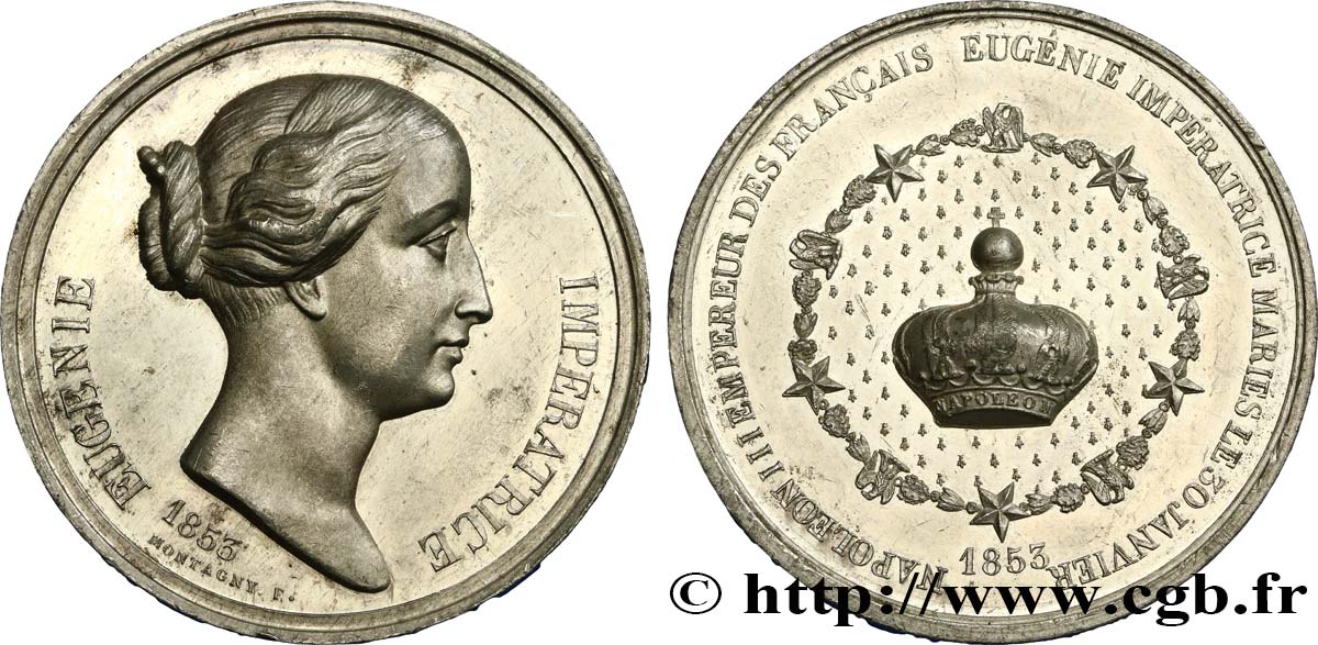 SECOND EMPIRE Médaille de mariage de Napoléon III et Eugénie AU