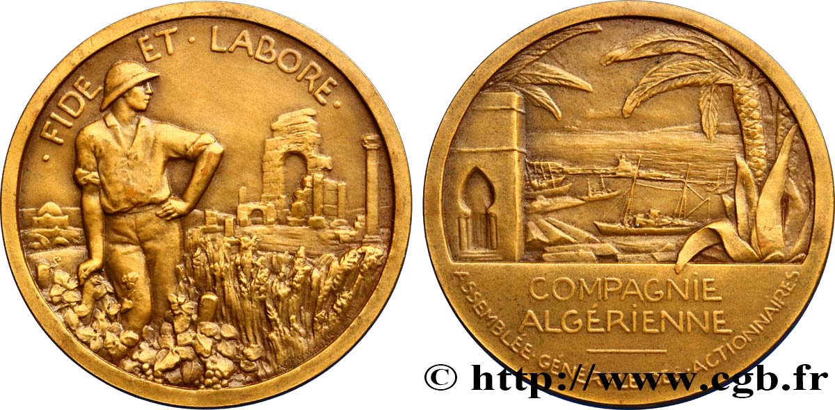 ALGÉRIE - QUATRIÈME RÉPUBLIQUE Médaille, Compagnie algérienne, Assemblée générale des actionnaires VZ