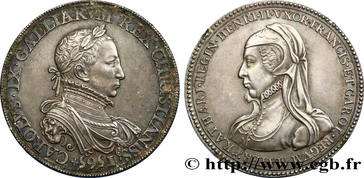 CHARLES IX Médaille de Charles IX et Catherine II de Médicis TTB+/SUP