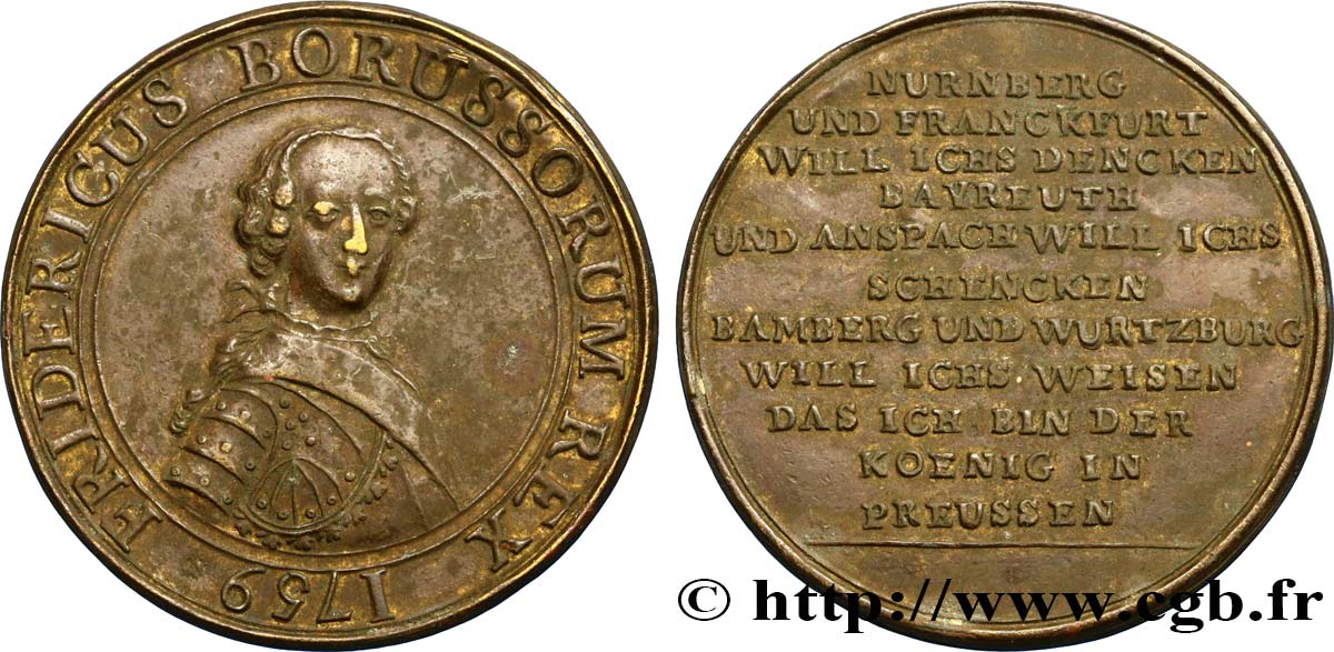 ALLEMAGNE - ROYAUME DE PRUSSE - FRÉDÉRIC II LE GRAND Médaille, Frédéric II, Guerre de sept ans TTB