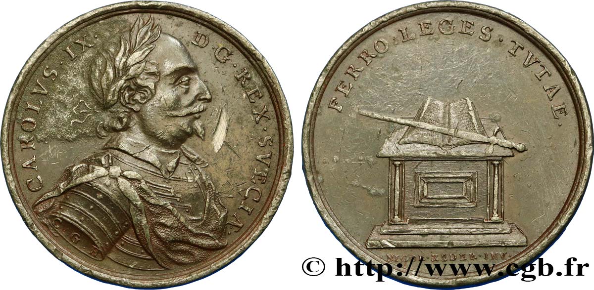 SUÈDE Médaille du roi Charles IX TTB