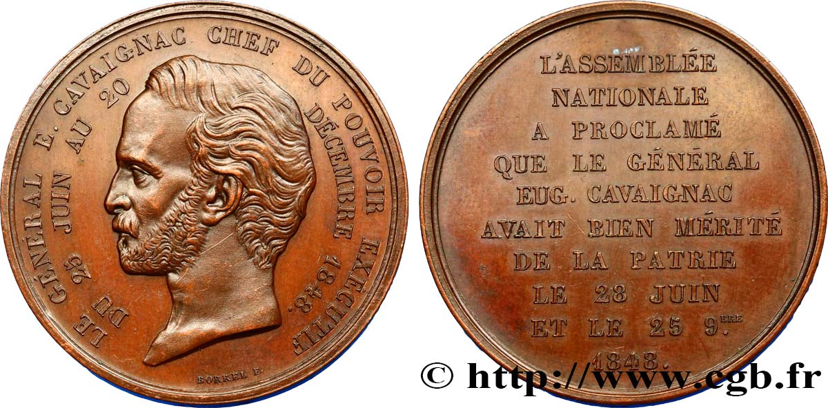 ZWEITE FRANZOSISCHE REPUBLIK Médaille, Général Louis Eugène CAVAIGNAC, chef du pouvoir exécutif VZ