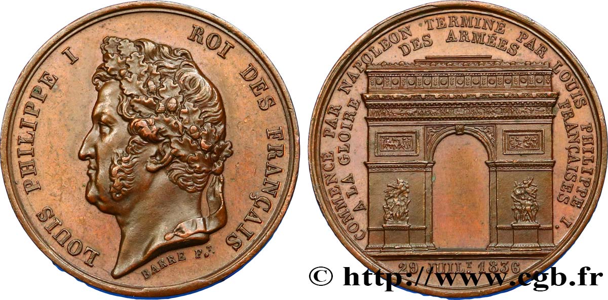 LUIS FELIPE I Médaille, Inauguration de l’Arc de Triomphe EBC