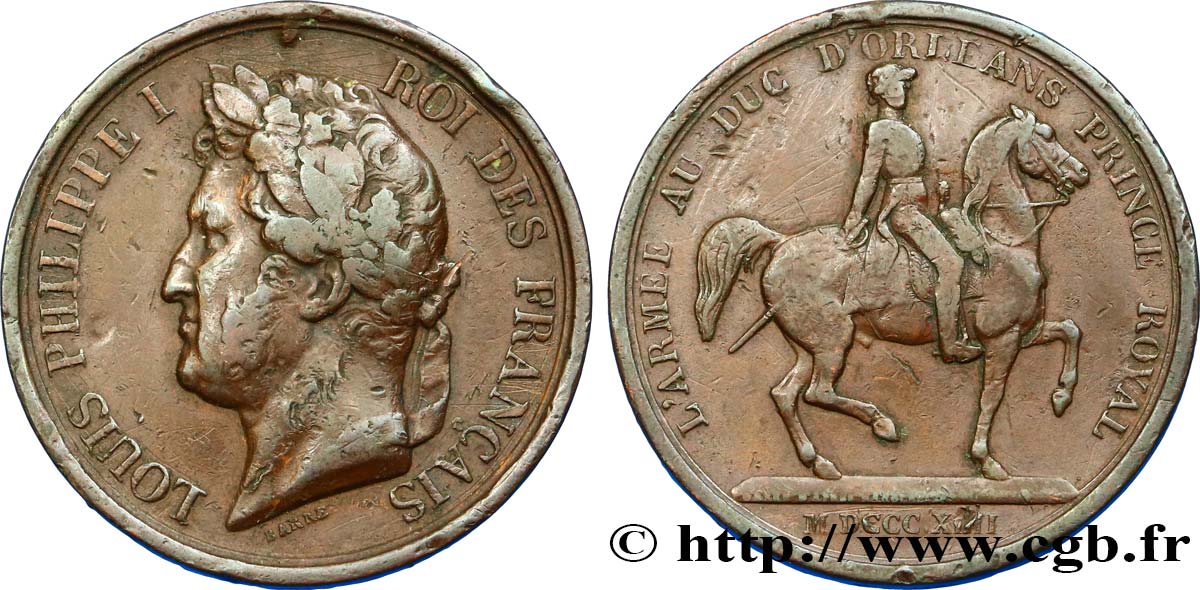 LUIGI FILIPPO I Médaille offerte par l’armée à Louis-Philippe q.BB