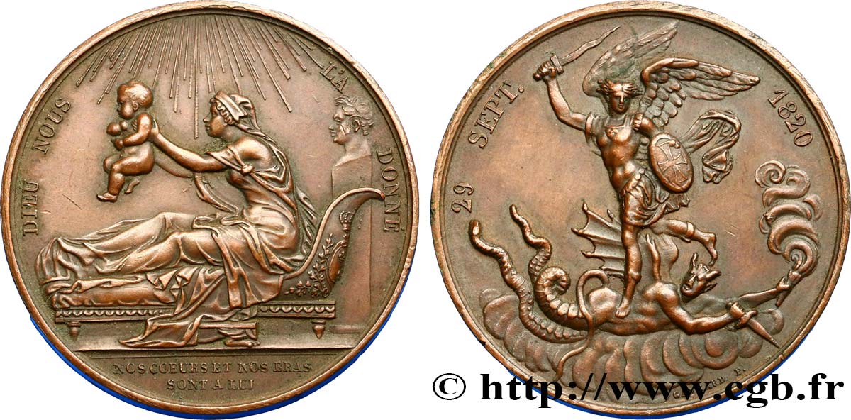 HENRI V COMTE DE CHAMBORD Médaille, Naissance du futur comte de Chambord (Henri V) fVZ