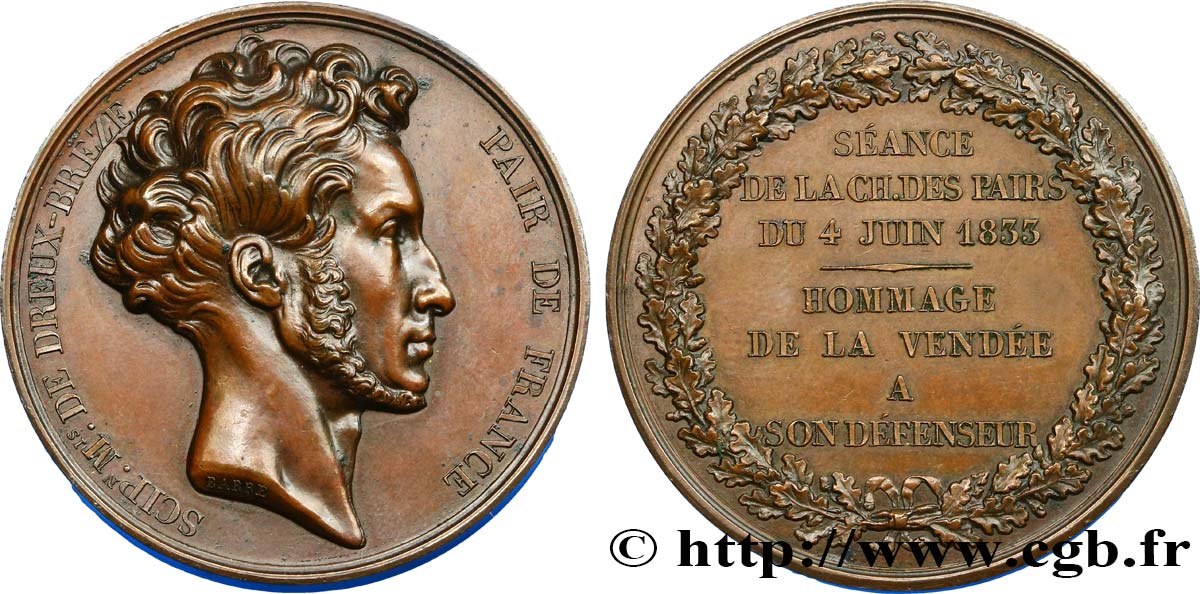 LUDWIG PHILIPP I Médaille de Scipion, marquis de Dreux-Brézé et baron de Berry  VZ