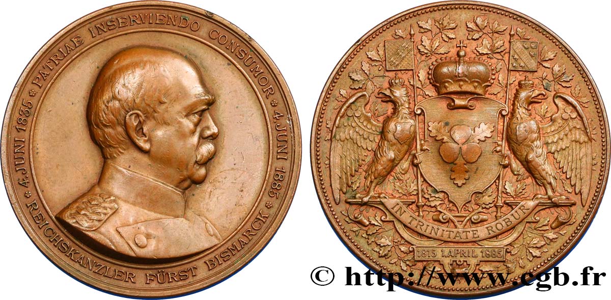 ALLEMAGNE - ROYAUME DE PRUSSE - GUILLAUME Ier Médaille des 70 ans d’Otto von Bismarck MBC+
