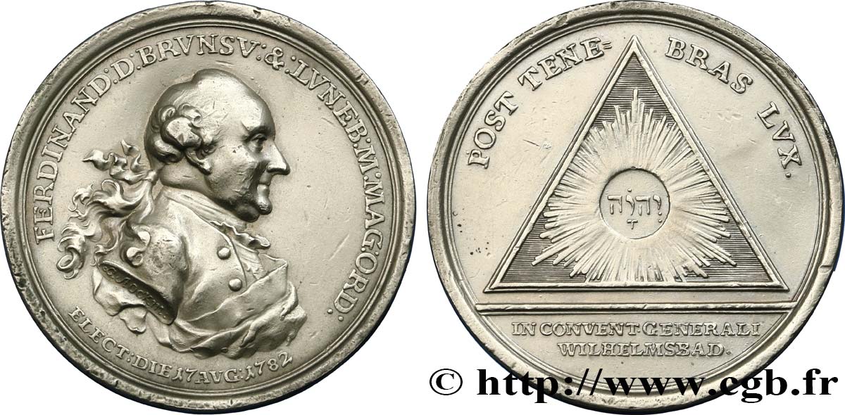 ALLEMAGNE Médaille maçonnique de Ferdinand,  duc de Brunswick-Lunebourg TTB+