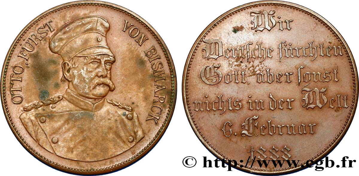 ALLEMAGNE - ROYAUME DE PRUSSE - GUILLAUME Ier Médaille d’Otto von Bismarck AU