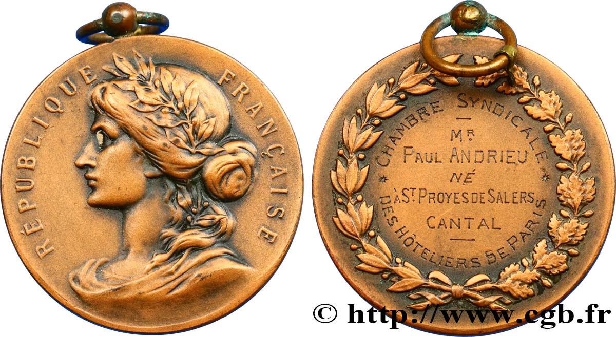 DRITTE FRANZOSISCHE REPUBLIK Médaille de chambre syndicale fVZ
