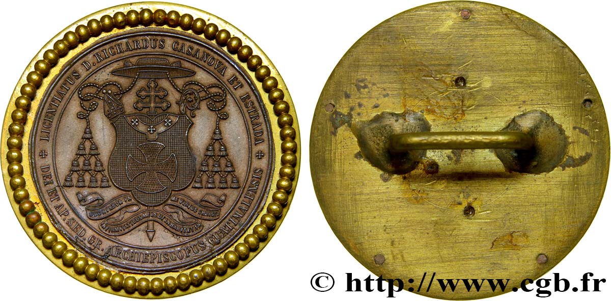 RÉPUBLIQUE DU GUATEMALA Médaille / bouton aux armes de l’archevêque Ricardo Casanova y Estrada VZ