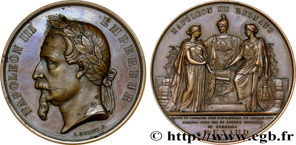 SEGUNDO IMPERIO FRANCES Médaille, Traité de commerce franco-anglais EBC