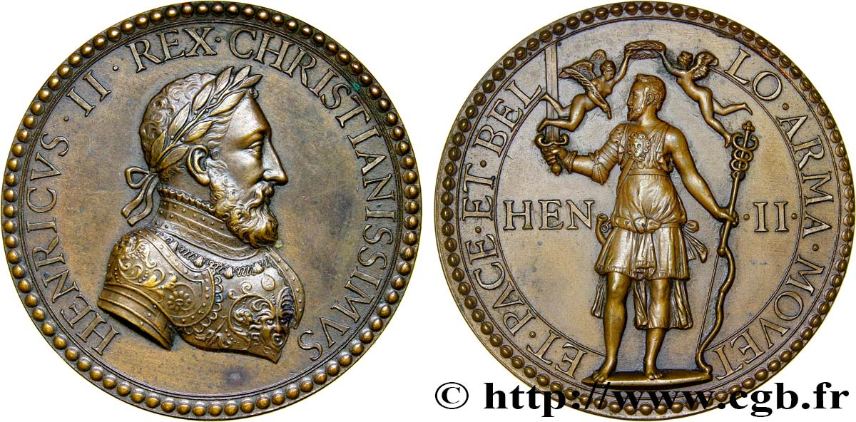 HENRY II Médaille pour les victoires françaises contre le Saint Empire romain germanique MBC+