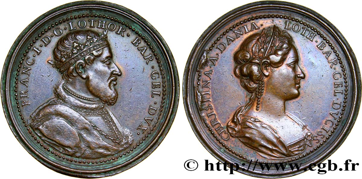 FRANCIS I Médaille de François Ier et Christine du Danemark AU