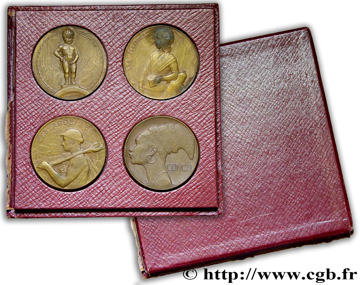 BELGIUM - KINGDOM OF BELGIUM - REIGN OF LEOPOLD III Coffret des 4 médailles de l’Exposition universelle XF