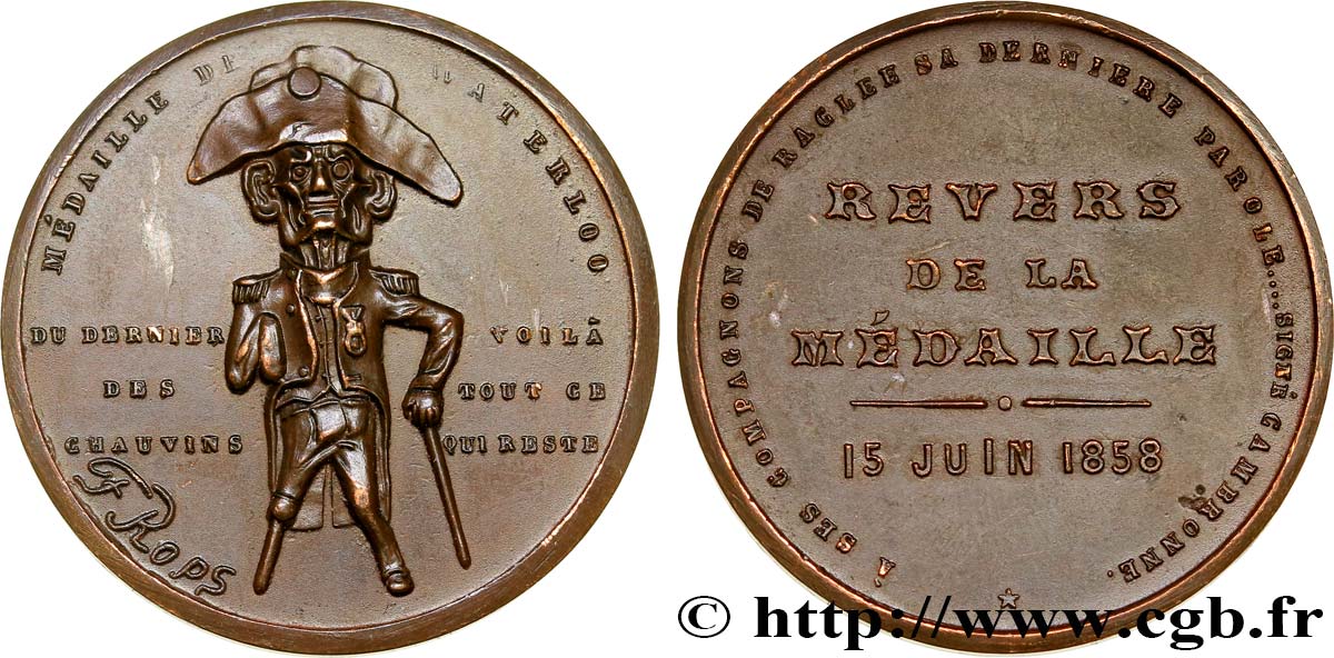 SECOND EMPIRE Médaille satyrique de Waterloo AU