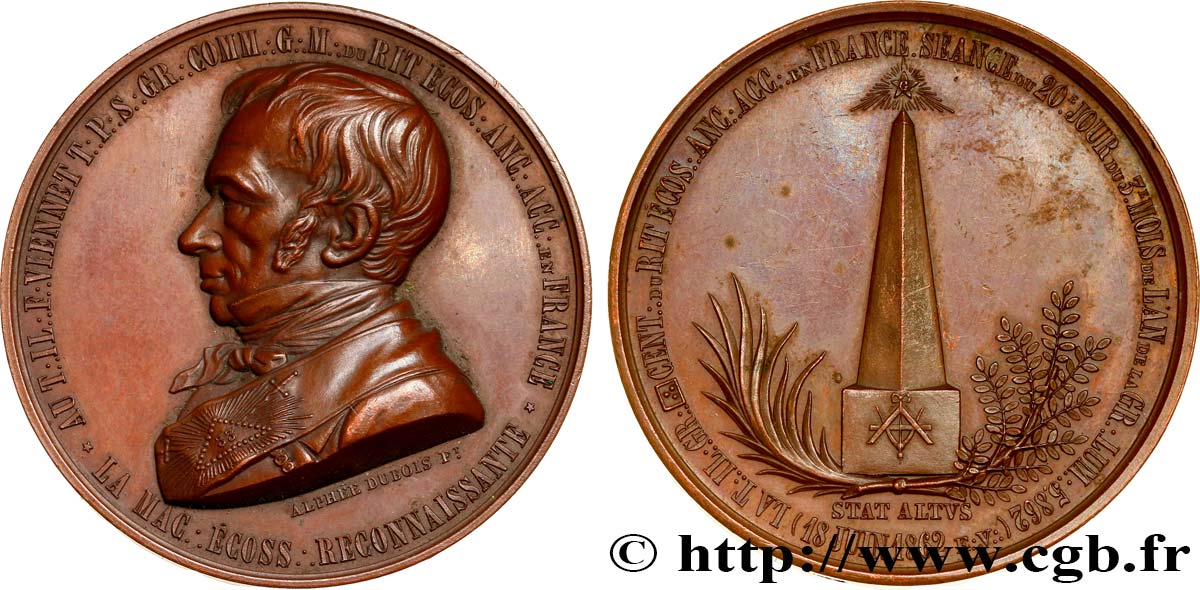 SECOND EMPIRE Médaille maçonnique - Orient de Paris, Rite écossais TTB+