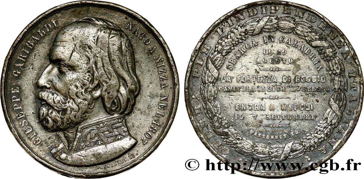 ITALIE - VICTOR EMMANUEL III Médaille pour Giuseppe Garibaldi VF