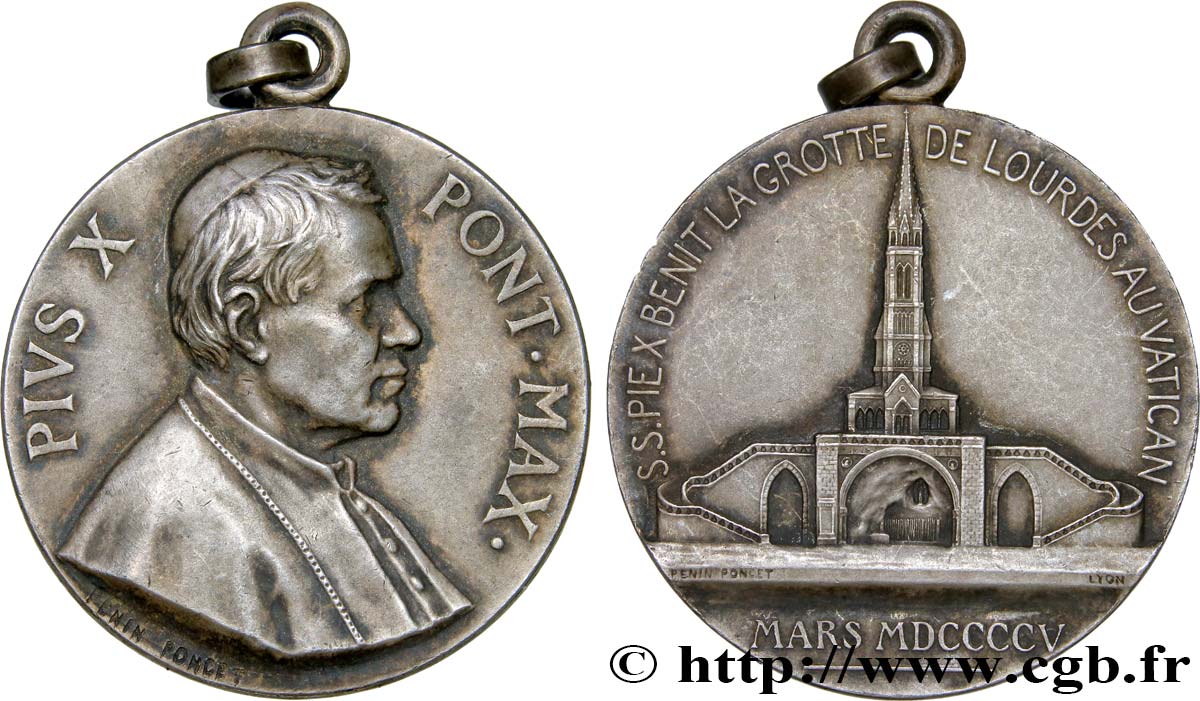ITALIE - VATICAN - PIE X (Giuseppe Melchiorre Sarto) Médaille, Pie X, Grotte de Lourdes fVZ