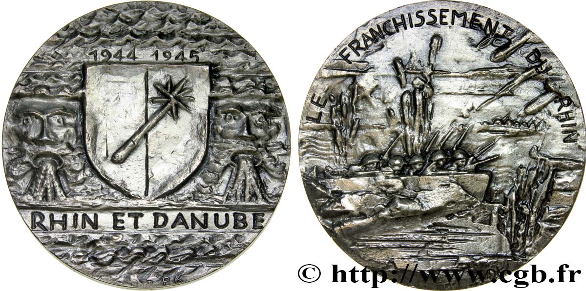 QUINTA REPUBLICA FRANCESA Médaille pour le franchissement du Rhin EBC