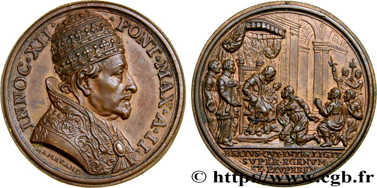 ITALIE - ÉTATS DE L ÉGLISE - INNOCENT XII (Antoine Pignatelli) Médaille, scène de bénédiction q.SPL