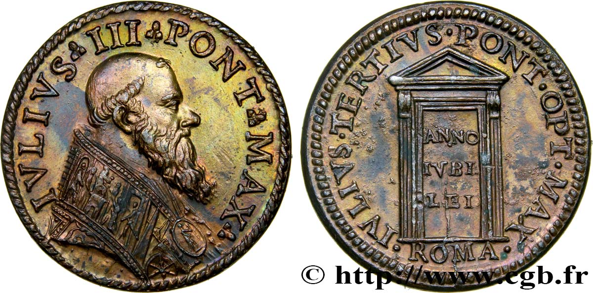 ITALIA - PAPAL STATES - JULIUS III (Giammaria Ciocchi del Monte) Médaille, la Porte Sainte AU