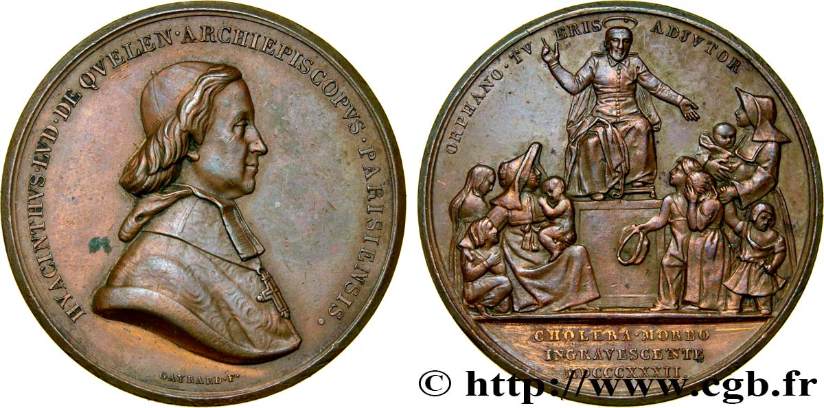LOUIS-PHILIPPE I Médaille pour Hyacinthe de Quelen, épidémie de Choléra XF