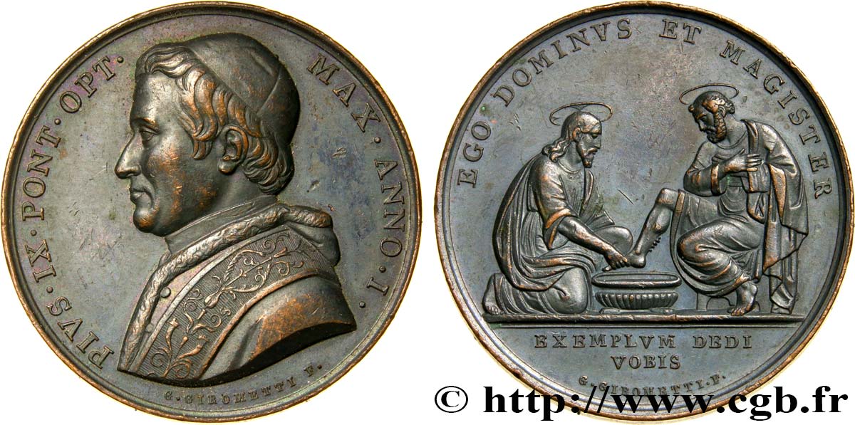 ITALY - PAPAL STATES - PIUS IX (Giovanni Maria Mastai Ferretti) Médaille, tu Domines et Magister AU