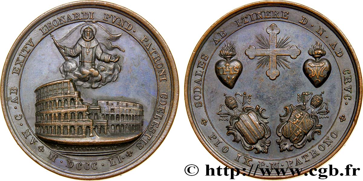 ITALIE - ÉTATS DU PAPE - PIE IX (Jean-Marie Mastai Ferretti) Médaille, Sodales ab Itinere SUP