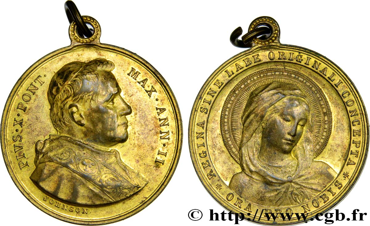 VATICAN - PIE X (Giuseppe Melchiorre Sarto) Médaille, Pie X, Regina sine labe XF