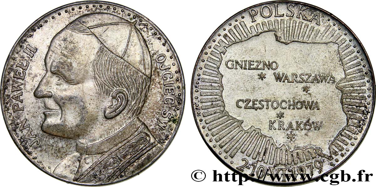 VATICAN AND PAPAL STATES Médaille, Pape Jean-Paul II, Voyage en Pologne AU