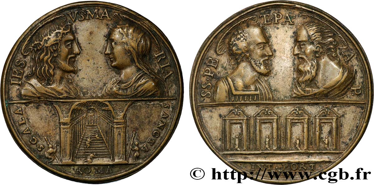 VATICAN AND PAPAL STATES Médaille, Santa Scala, Saint Pierre et Saint Paul XF